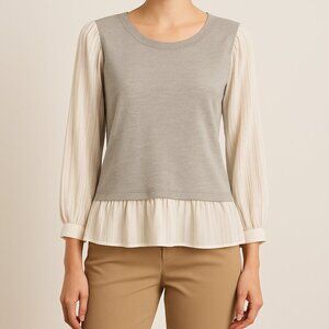 Anthropologie Akemi + Kin Nell Woven Flutter Sleeve Sweatshirt - Size Large